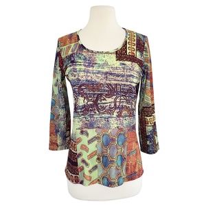 VTG Y2K Katina Marie Mixed Prints Top Small